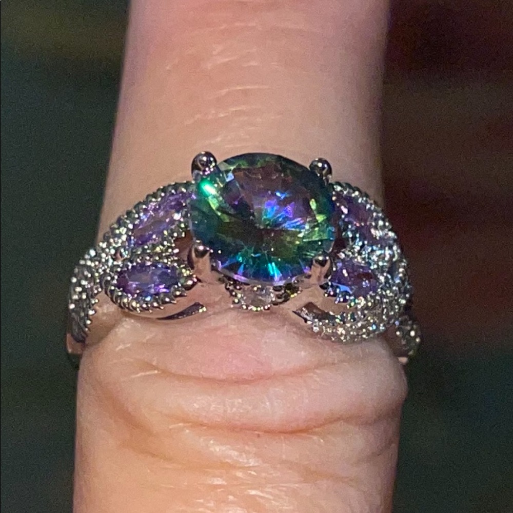 Sz 6 Mystic Topaz & Amethyst Serling Ring